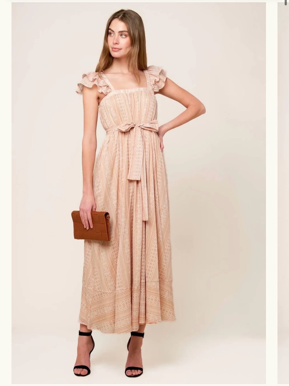 Flying Tomato Peach-Pink Midi Dress with Ruffle Straps